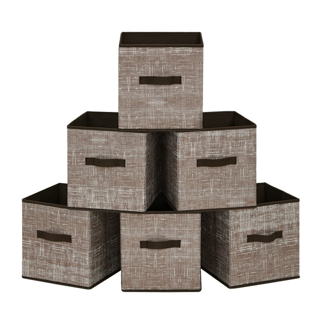 SONGMICS 11" Cube Storage Bin 6 Foldable Fabric Cube Organizer Bin with