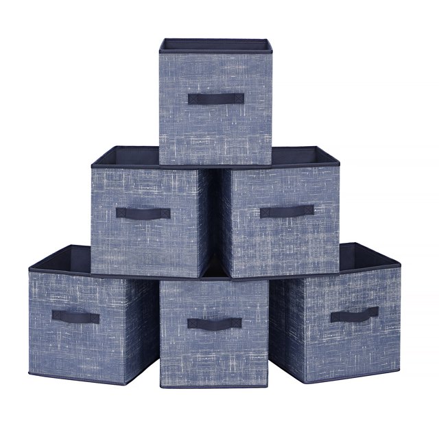 SONGMICS 11" Cube Storage Bin 6 Foldable Fabric Cube Organizer Bin with
