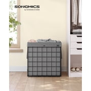 SONGMICS 29 Gal. 110L Laundry Basket, Laundry Hamper, Collapsible Clothes Hamper, Removable and Washable Liner, Metal Wire Frame, for Bedroom Bathroom, Black and Gray