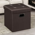 thumbnail image 1 of SONGMICS 15"x 15"x15"Storage Ottoman Cube,Holds up to 660lbs,Leather,Brown, 1 of 5