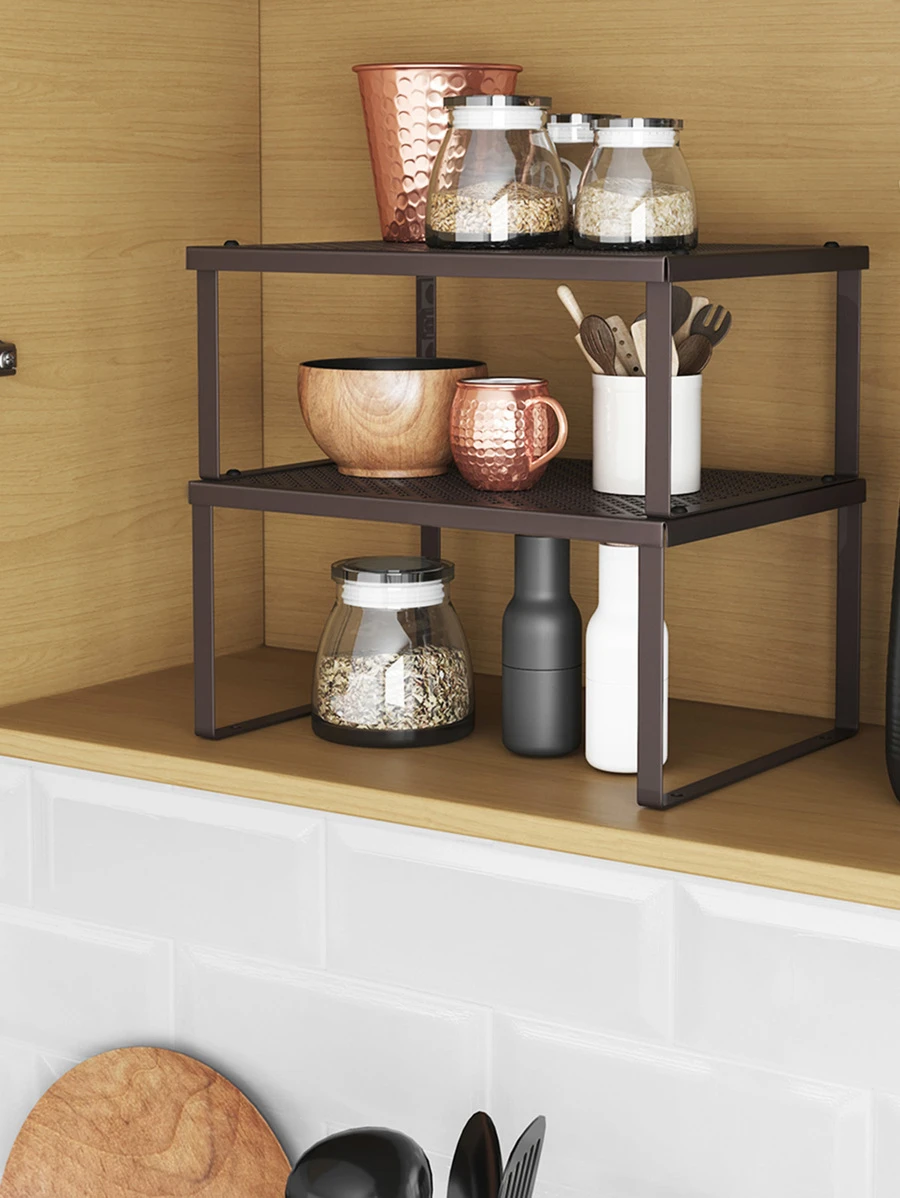 SONGMICS 2 Pack Spice Rack, Cabinet Shelf Organizers, Shelf Organizer ...