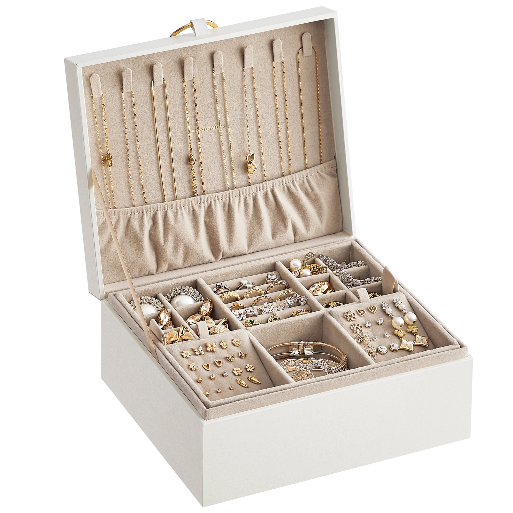 SONGMICS 2-Tier Jewelry Box Jewelry Storage Organizer with Handle ...