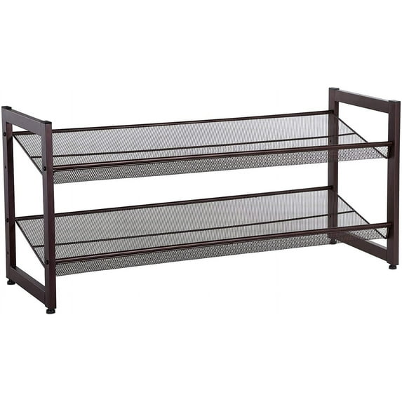 SONGMICS 2-Tier Stackable Metal Shoe Rack, Bronze