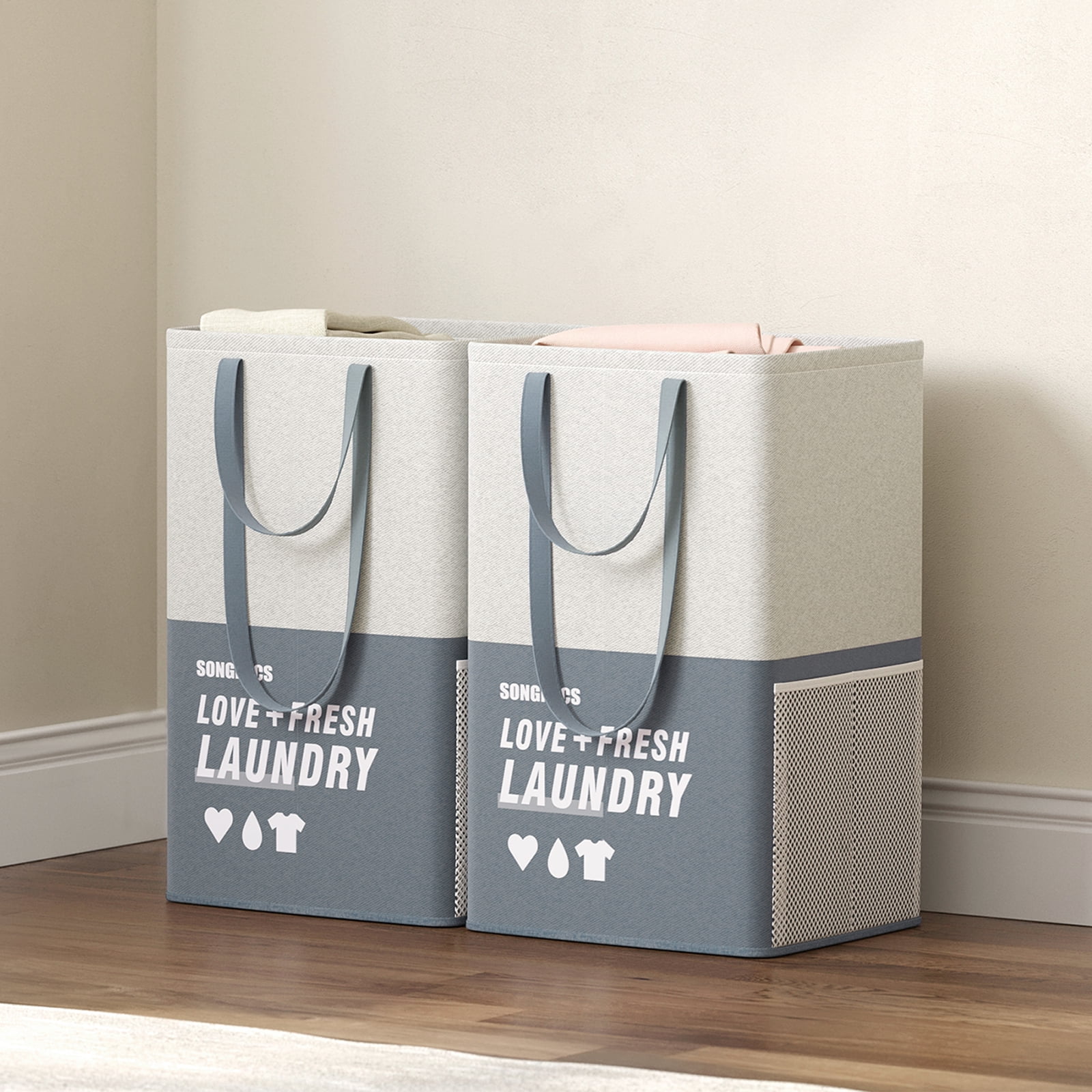 SONGMICS 23.8 Gallon (90L) Laundry Baskets Set of 2 Laundry Hamper with