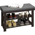 SONGMICS 3Tier Bamboo Shoe Bench Seat Holds Up to 330 lb Shoe Rack
