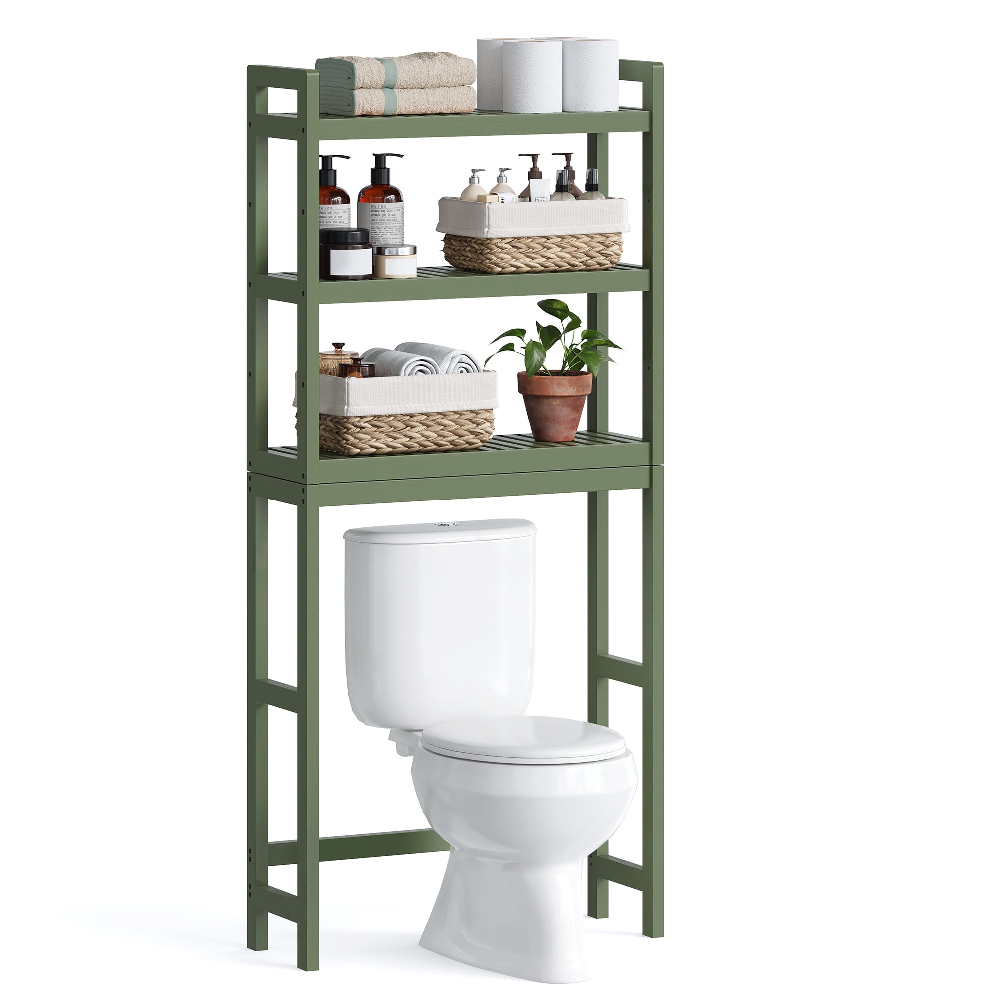 AMBIRD Over The Toilet Storage, 3-Tier Bathroom Organizer Over Toilet with  Sturdy Bamboo Shelves,Multifunctional Toilet Shelf,Easy to Assemble and  Saver Space, 25 * 10 * 64 Inches (Original) - Yahoo Shopping