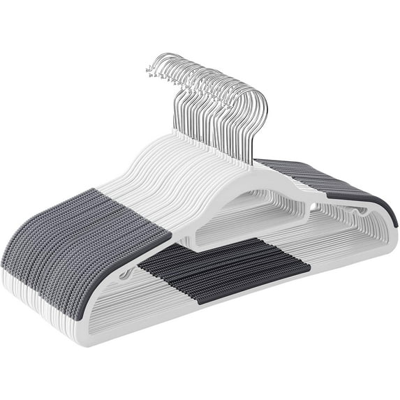 SONGMICS 30 Pack Coat Hangers, White and Dark Gray