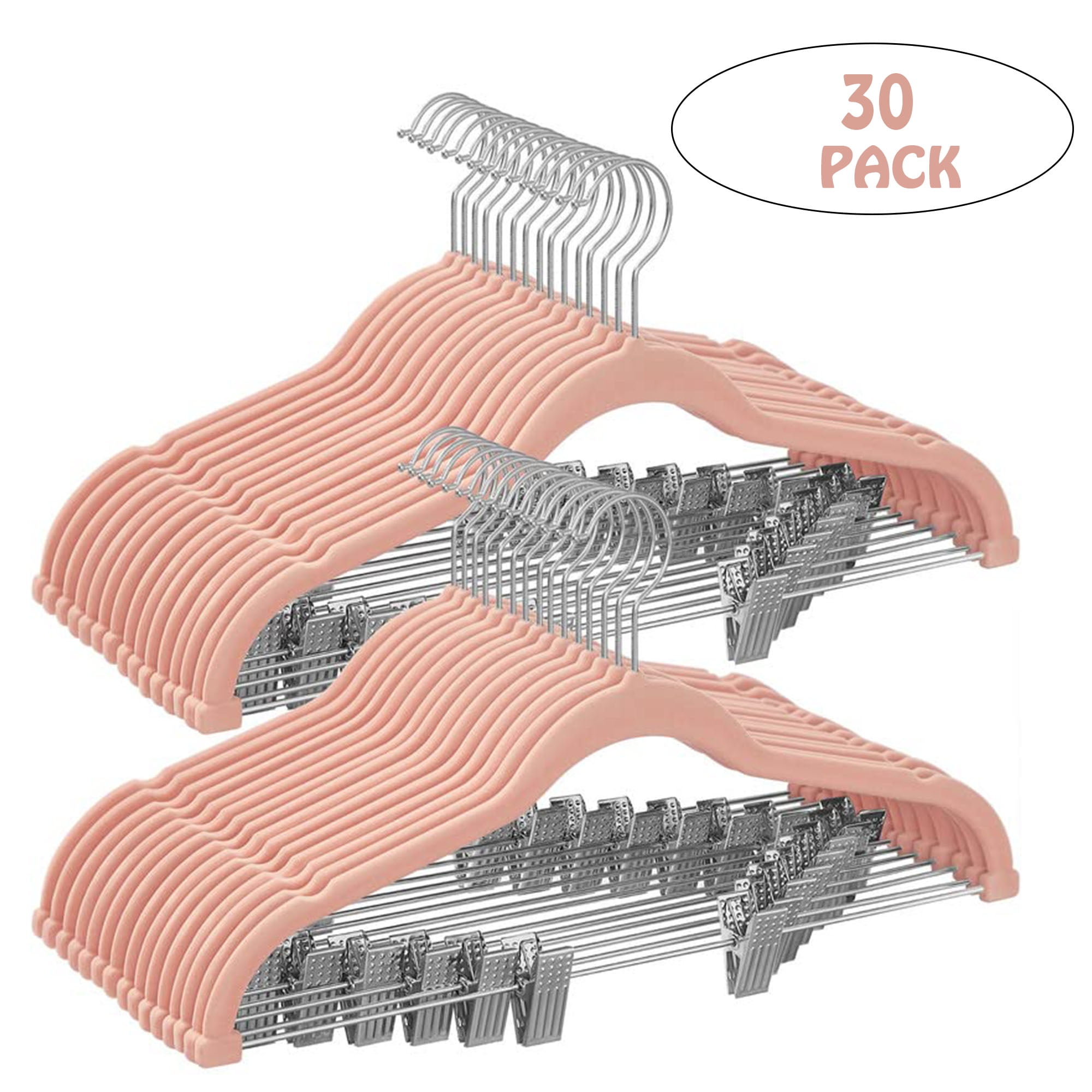 pink velvet non-slip hangers (30 per set)
