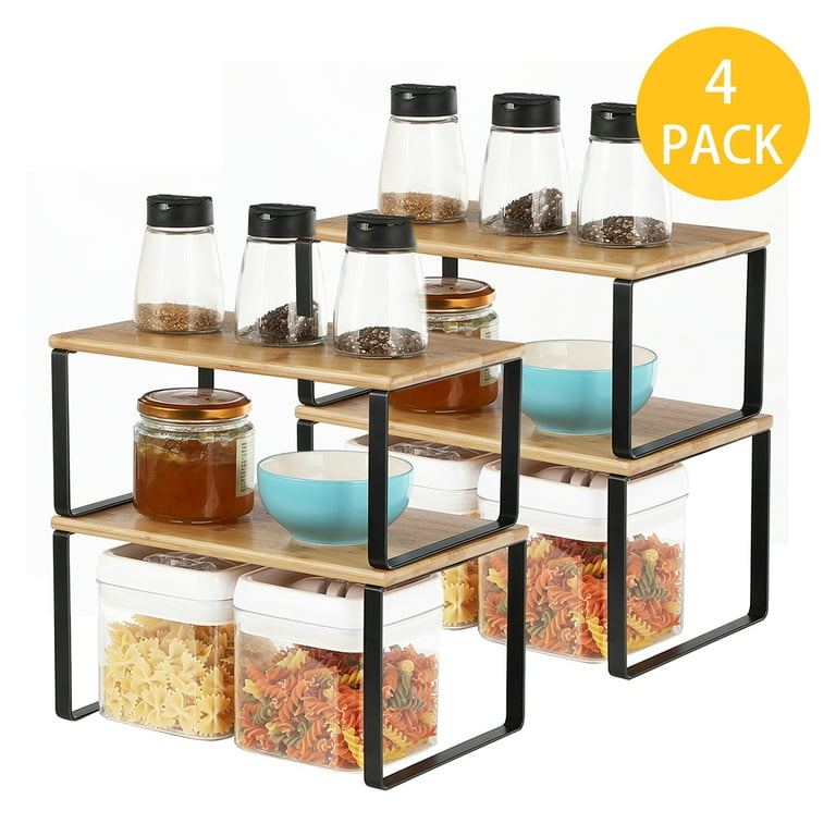 SONGMICS 4 Pack Cabinet Organizer Shelf Kitchen Counter Shelves Kitchen Storage Spice Rack
