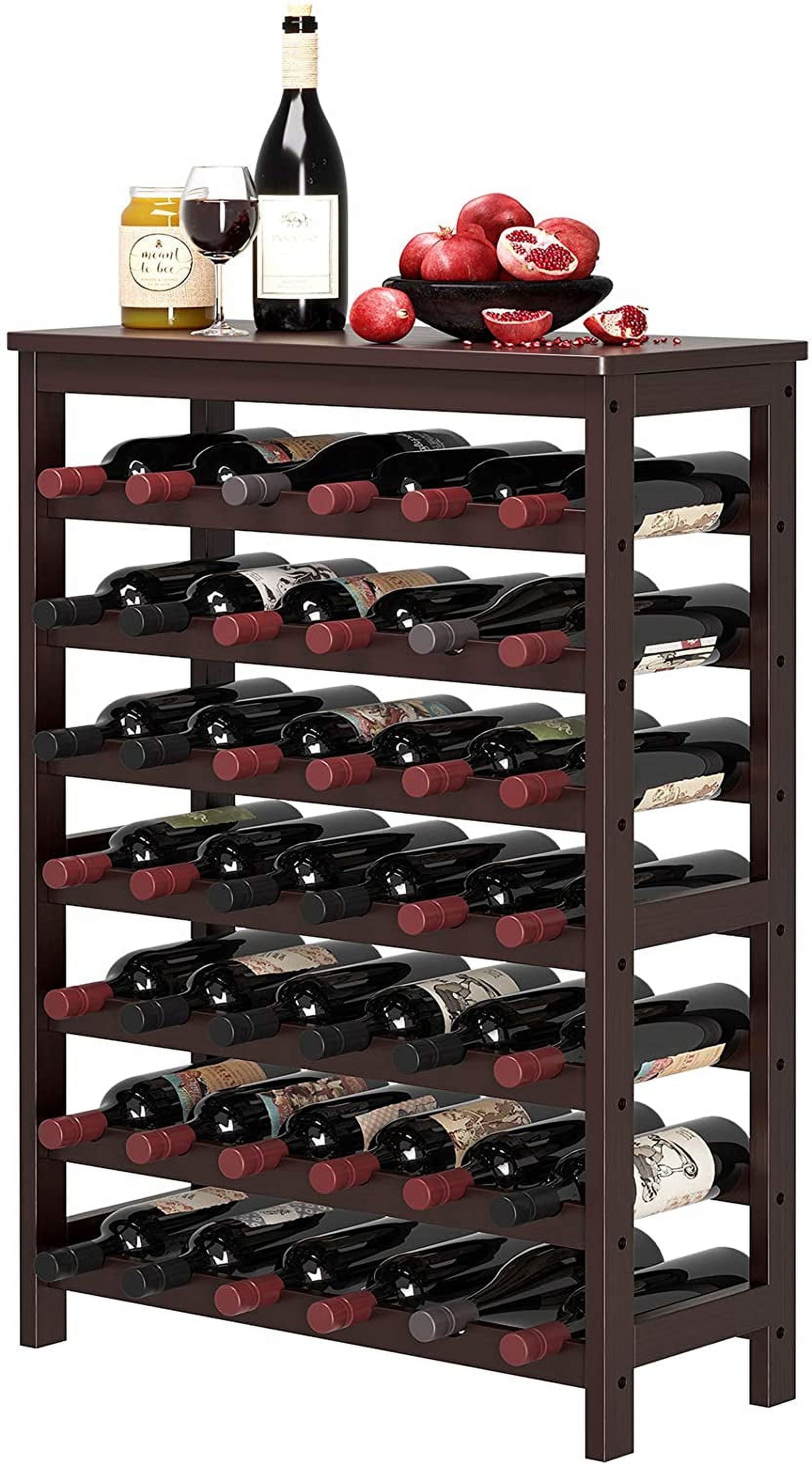 Espresso Bamboo 42-Bottle Free Standing Wine Rack