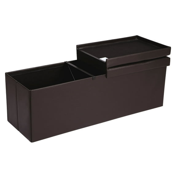 SONGMICS 43" Storage Ottoman Bench Folding Ottoman with Storage Chest Hold up to 660lb for Bedroom Living Room Brown
