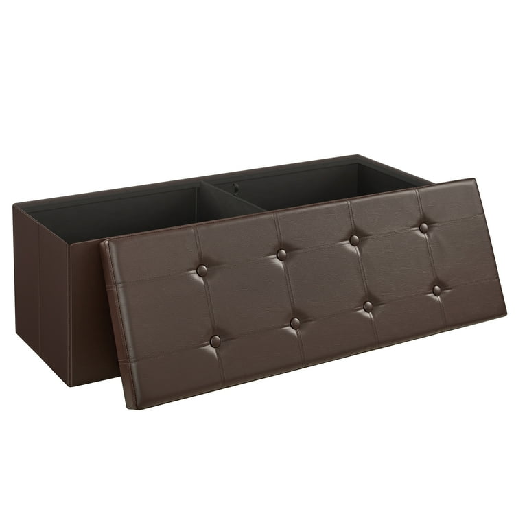 Free Shipping SONGMICS 43 Storage Ottoman Bench Leather Ottoman with Storage Hold up to 660lb Folding Footstools for Bedroom Brown Walmart