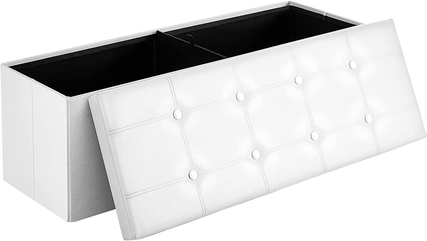 SONGMICS 43" Storage Ottoman Bench Leather Ottoman with Storage Hold up
