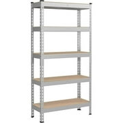 SONGMICS 5-Tier Storage Shelves Metal Garage Storage Boltless Assembly Adjustable Shelving Unit 11.8 x 29.5 x 59.1 inches Load 1929 lb for Shed Warehouse Basement Kitchen Silver