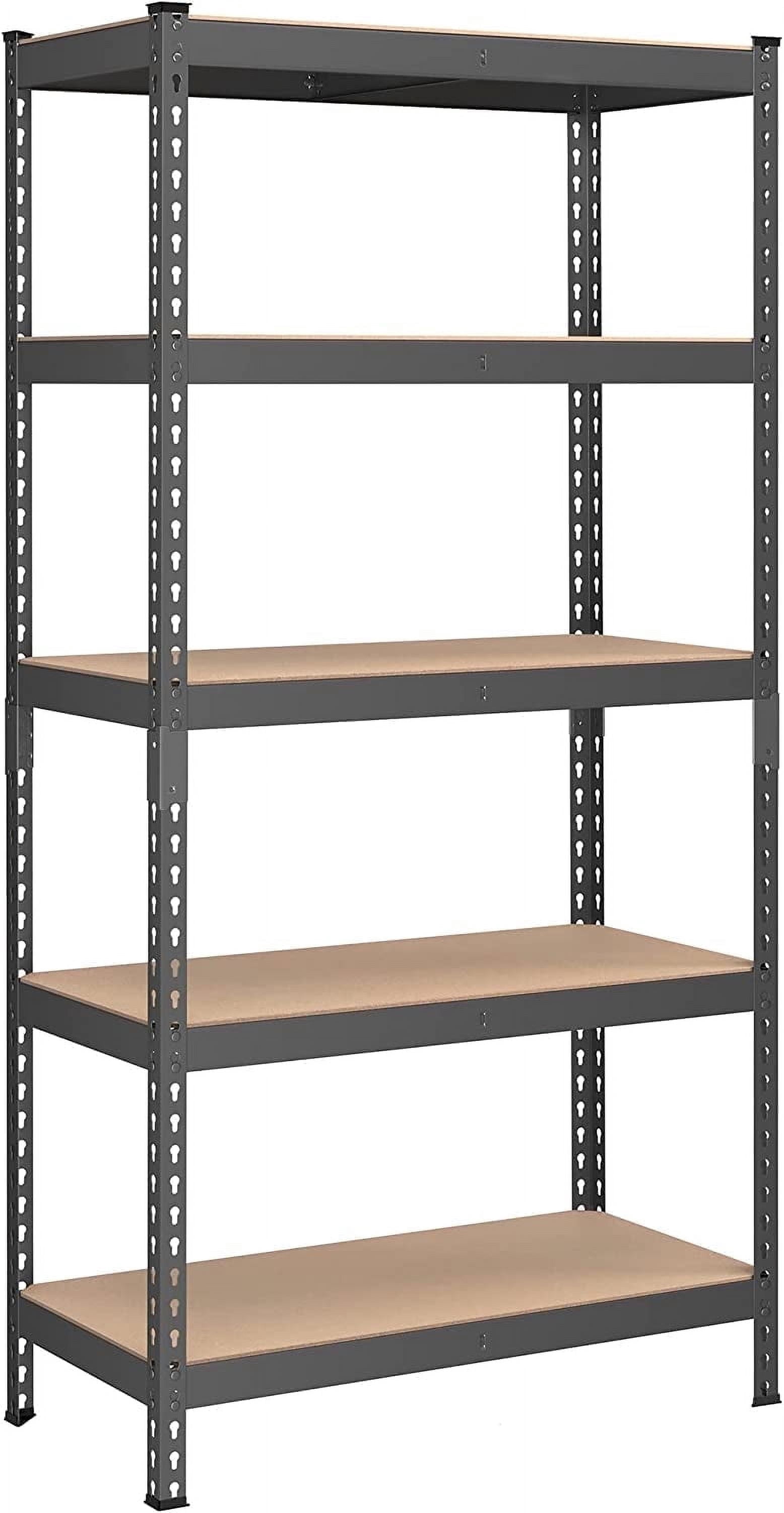 5-Tier Storage Shelves Metal Garage Storage, Boltless Assembly Adjustable Shelving Unit, 17.7 x 35.4 x 70.9 Inches, Load 1929 lb, for Shed Warehouse Basement Kitchen Gray