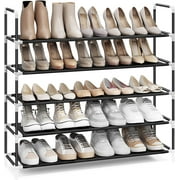 SONGMICS 5-Tiers Shoe Rack,25 Pair Storage Organizer for Shoes,39"L  Space Saving Tower Cabinet Storage Organizer Black