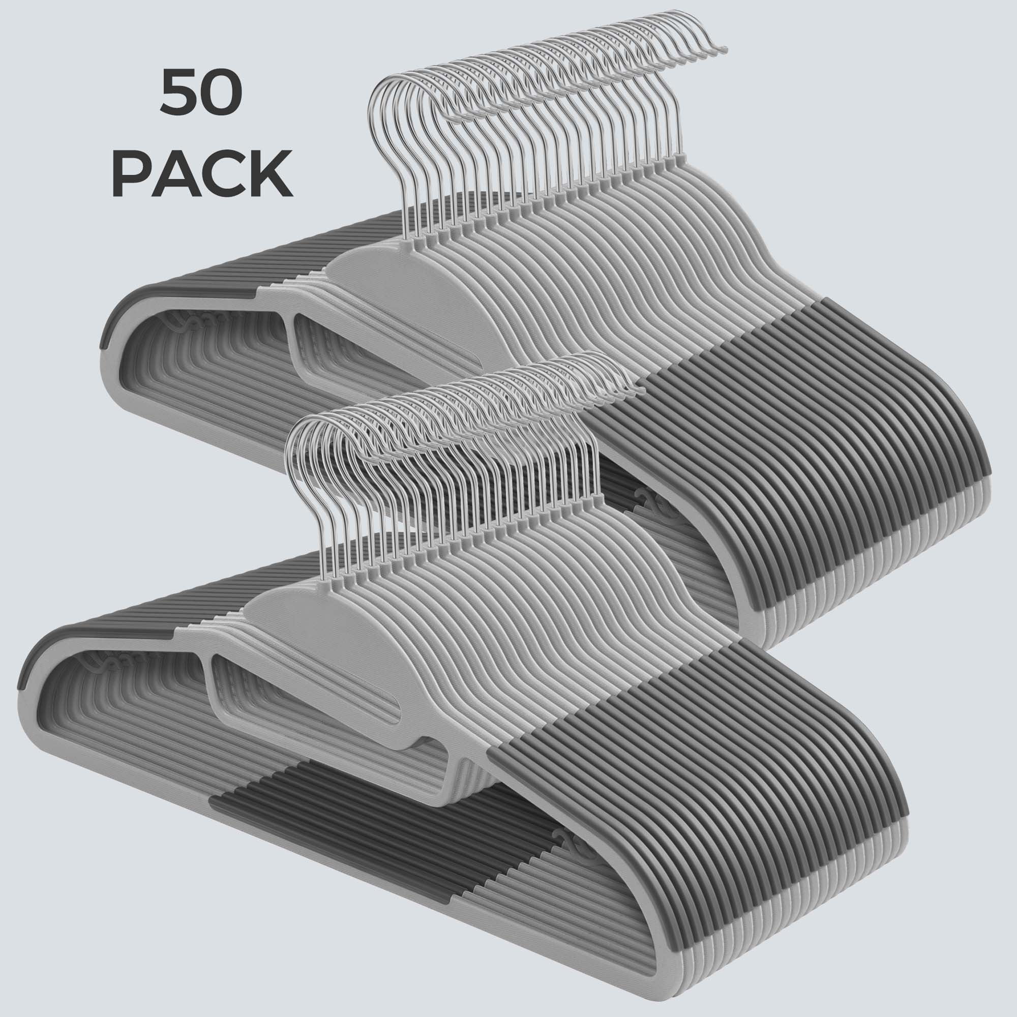 50 Pack Light Gray and Dark Gray Slim Non-Slip Plastic Suit Hangers