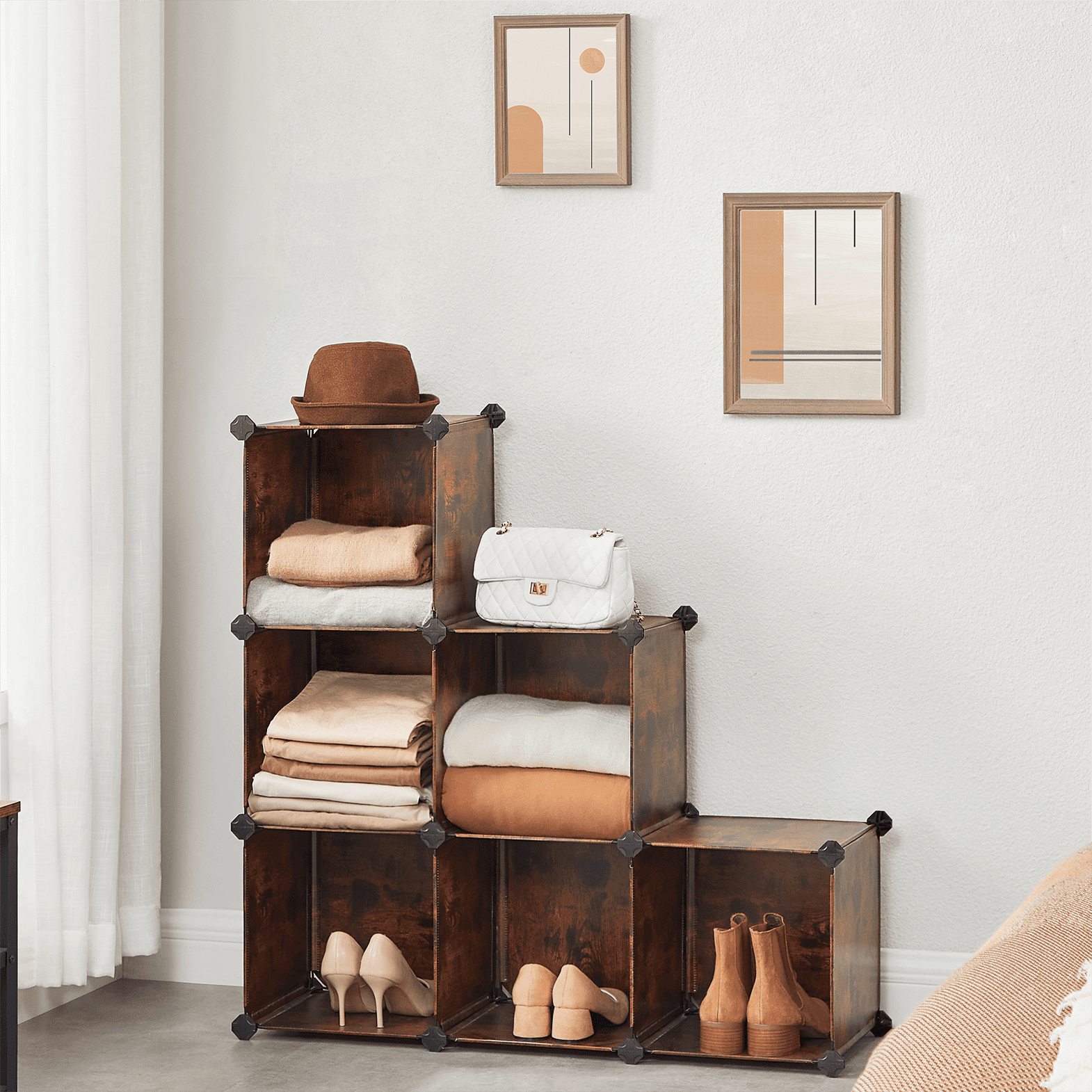 SONGMICS 6 Cube Storage Organizer Modular Storage Cube Bookshelf DIY