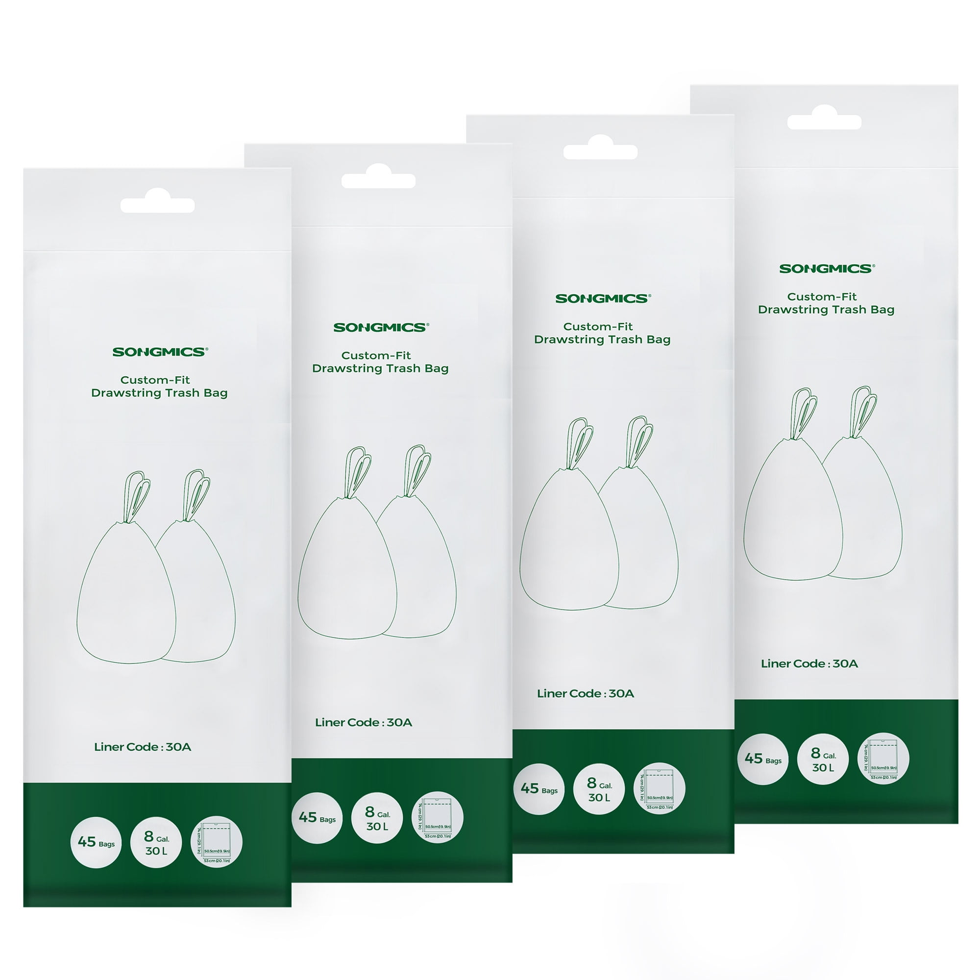 SONGMICS 8 Gallon Kitchen Drawstring Garbage Bags for Trash Cans 8 or