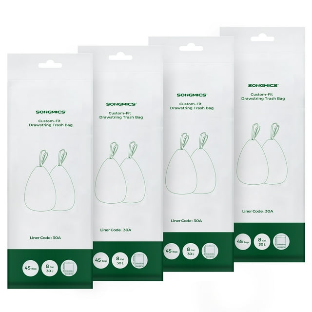 SONGMICS 8 Gallon Kitchen Drawstring Garbage Bags for Trash Cans 8 or