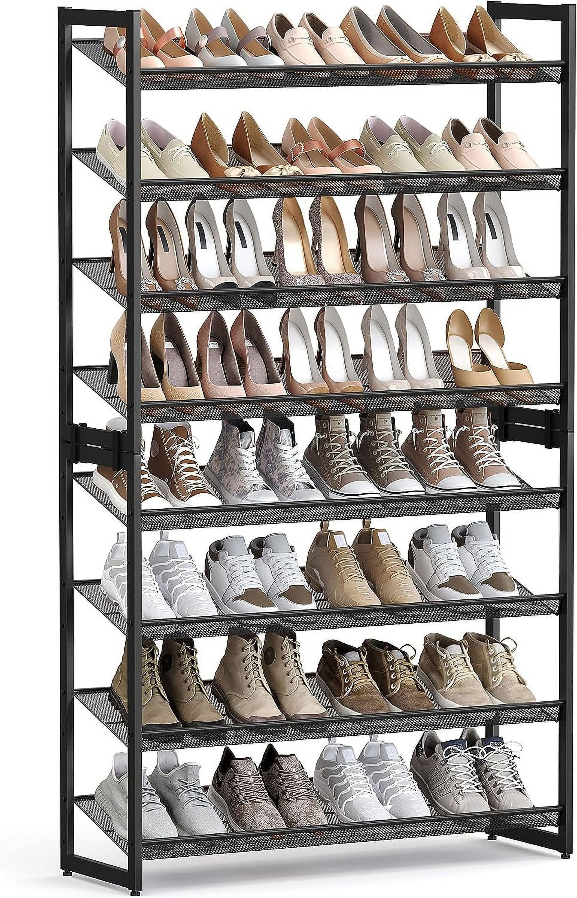 VASAGLE 8 Tier Shoe Rack, Shoe Organizer for Closet, Entryway, 32-40 Pairs  of Shoes, Large Shoe Rack Organizer with 7 Metal Mesh Shelves, 11.8 x 39.4  x 59.8 Inches, Rustic Brown and Black