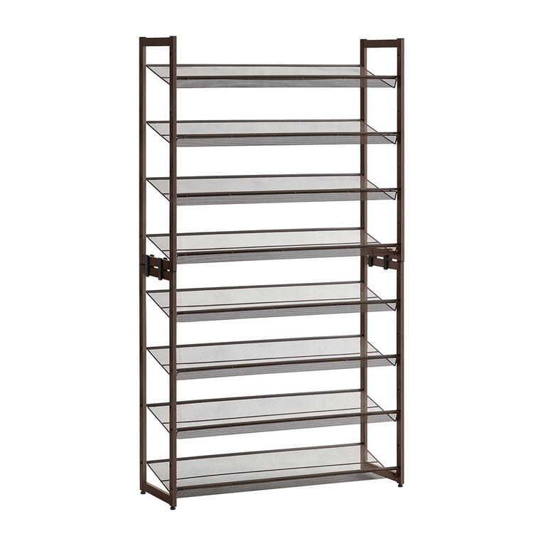 SONGMICS 8-Tier Shoe Rack Shoe Organizer 32-40 Pairs Shoes Metal Shoe  Storage for Garage Entryway Set of 2 4-Tier Stackable Shoe Shelf with  Adjustable Flat or Angled Shelves Gray 