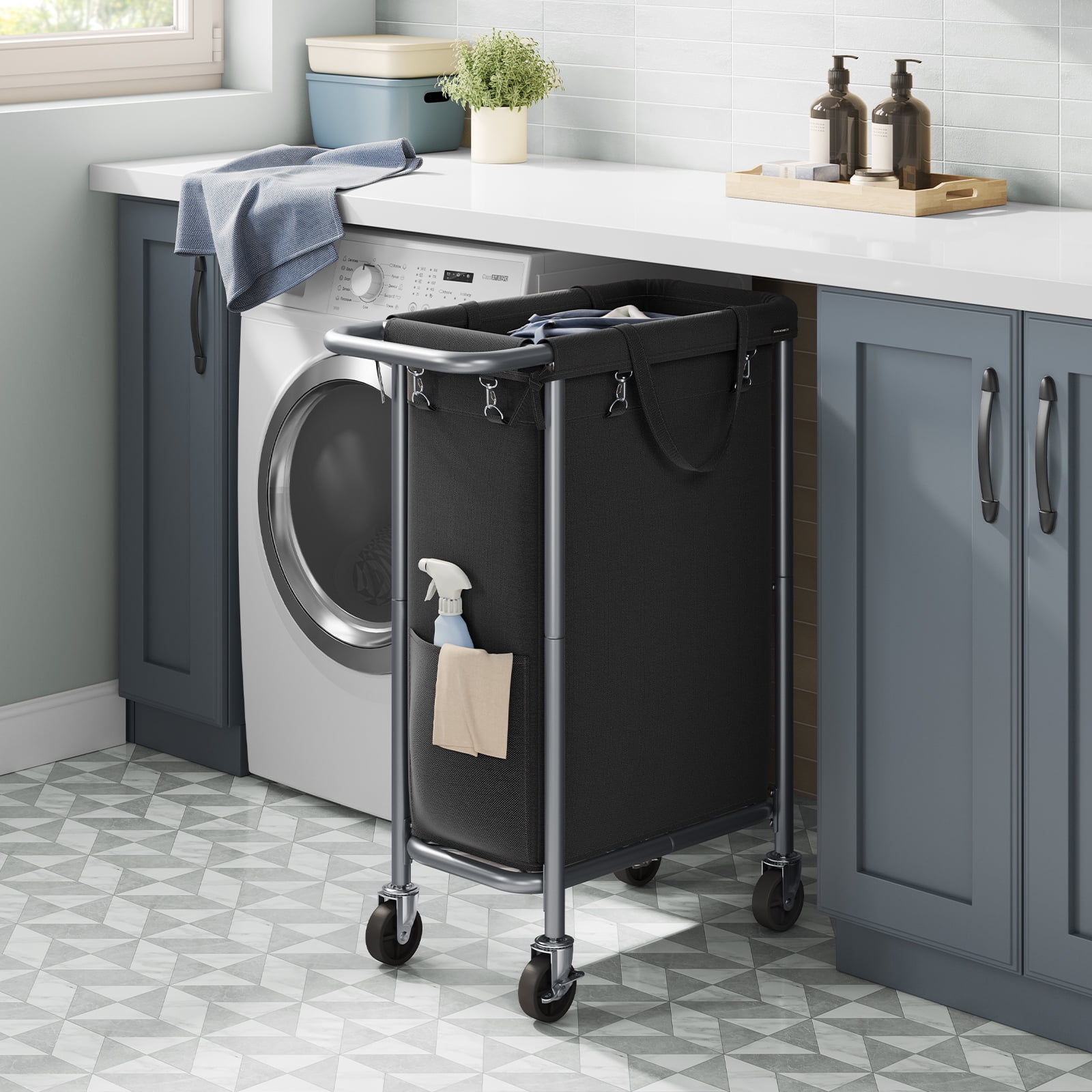 SONGMICS 90L Laundry Sorter Laundry Basket with Wheels Rolling Laundry