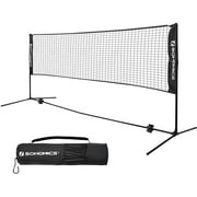 SONGMICS Badminton Net Set Portable Sports Set for Badminton Nylon Net with Poles for Indoor Outdoor Court