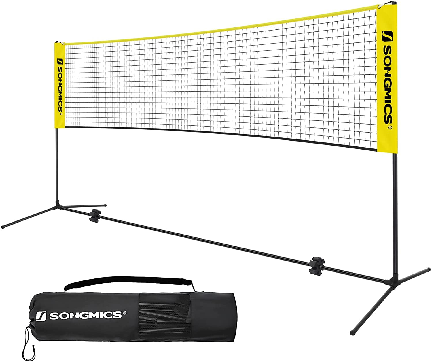 SONGMICS Badminton Net Set, Portable Sports Set for Badminton, Pickleball, Nylon Net with Poles