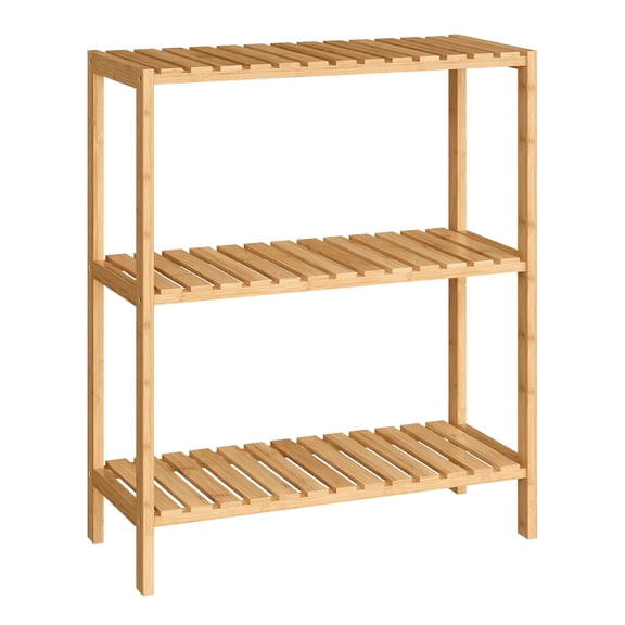 SONGMICS Bamboo Storage Shelf, 3-Tier Shelving Unit, Multifunctional, in The Entryway, Bathroom,10.2 x 23.6 x 26 Inches, Light Bamboo
