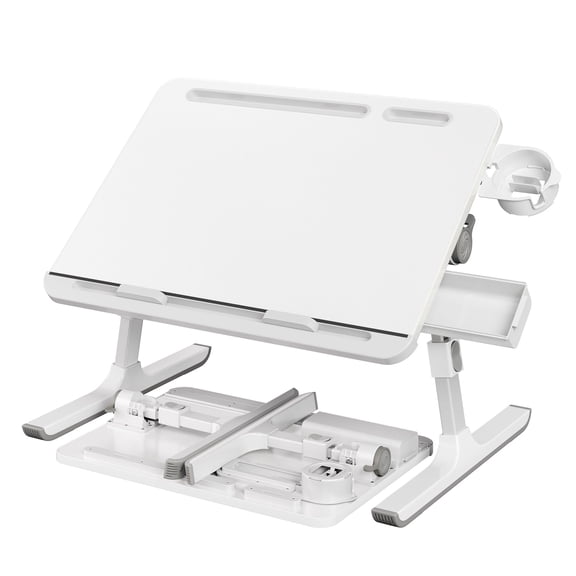 SONGMICS Bed Laptop Desk, Foldable Bed Desk for Laptop, 15.7 x 22 Inches Large Desktop, 120 Stepless Tilt, Adjustable Height, White