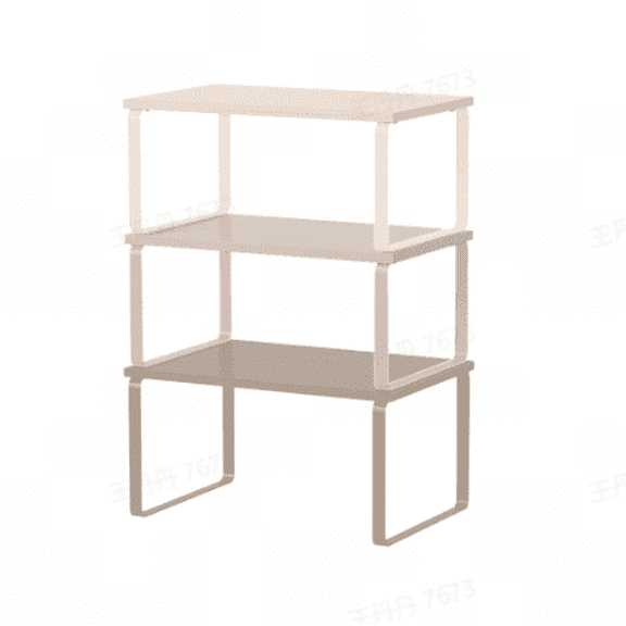 SONGMICS Cabinet Organizer Shelf, Set of 3 Kitchen Counter Shelves, Kitchen Storage, Stackable, Expandable, Metal and Bamboo, Beige and Cream White