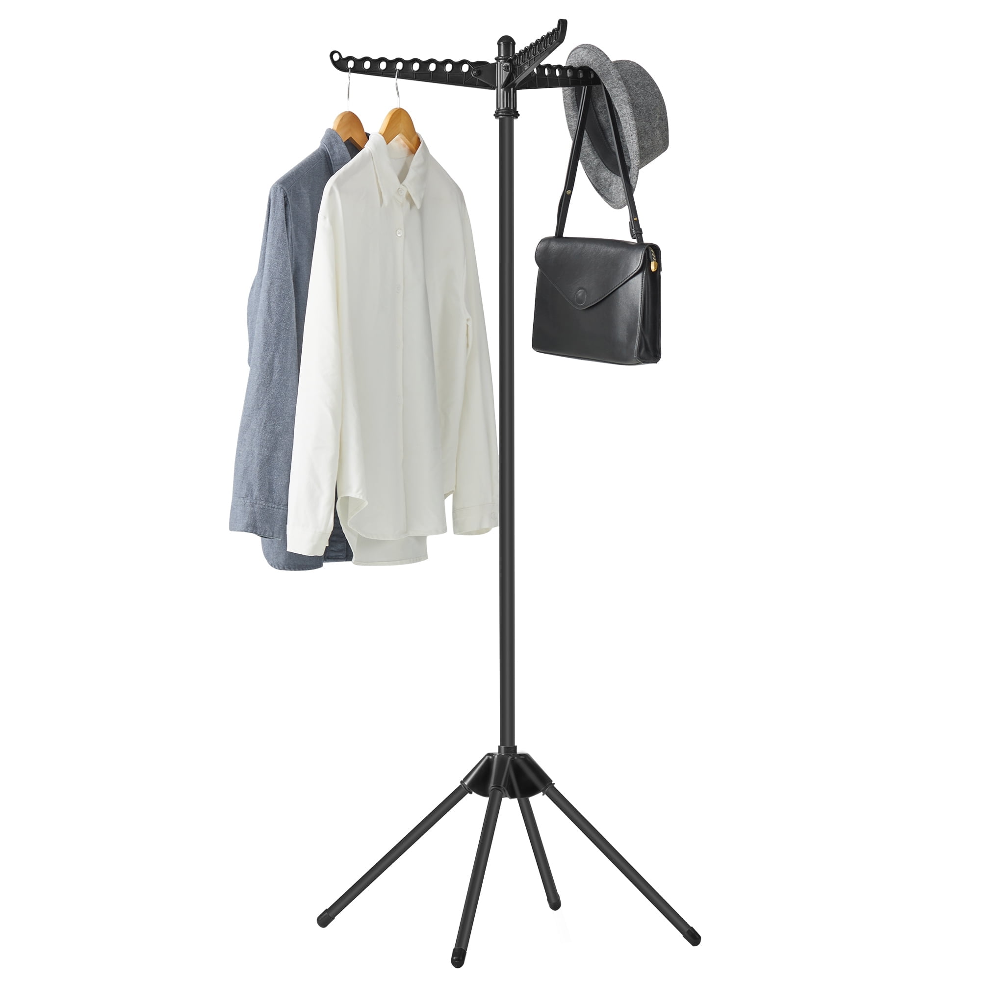 Black Foldable Stainless Steel 59" Clothes Drying Rack with 27 Clips