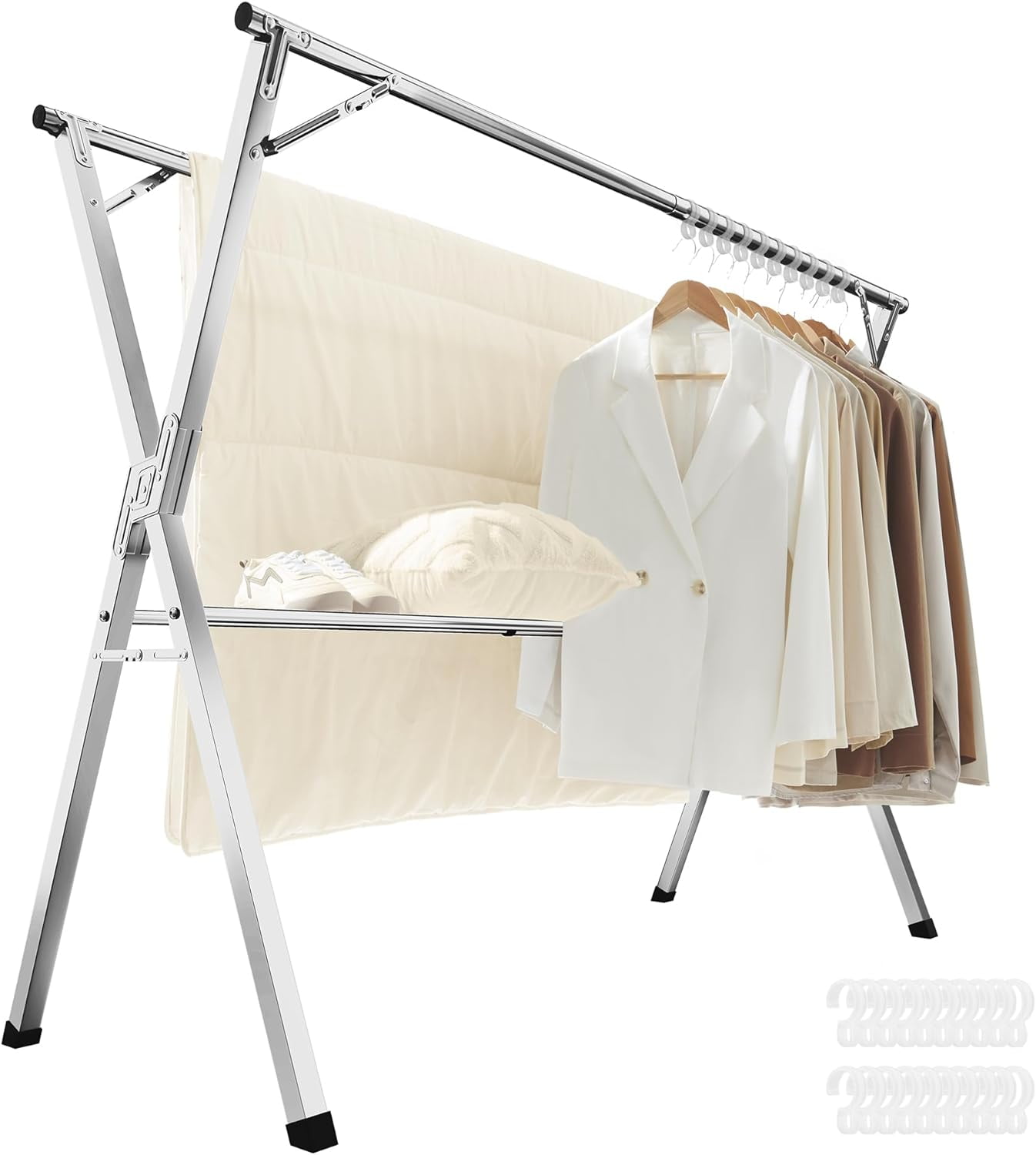 Extendable Stainless Steel Foldable Drying Rack in Dove Gray