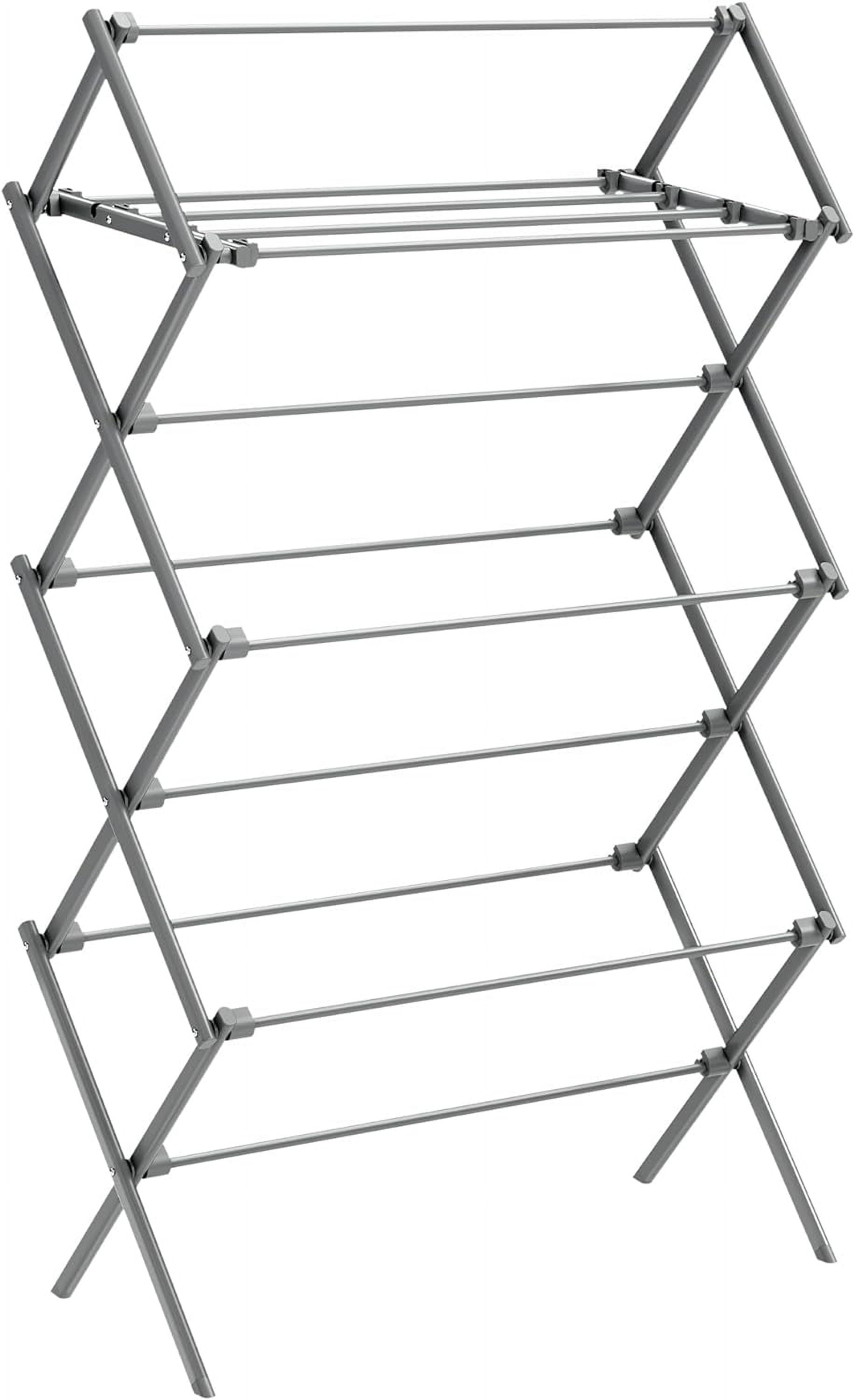 Foldable Steel Gray Clothes Drying Rack with 100 Sq Ft Surface