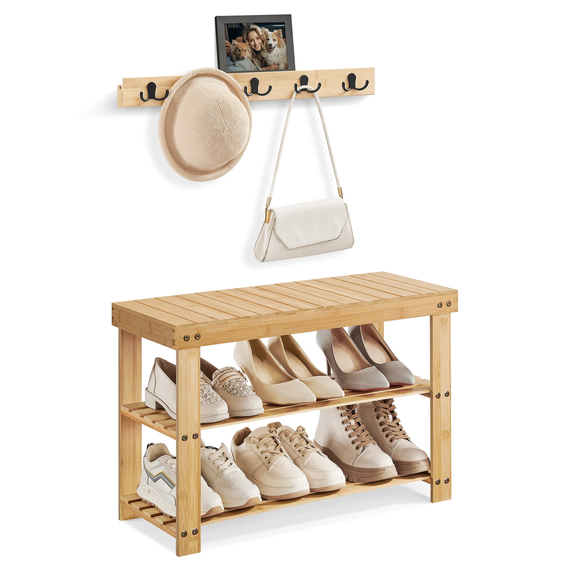 SONGMICS Coat Rack Shoe Bench Set Hall Tree with Bench Entryway Furniture Multifunctional Walmart