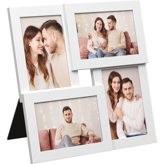 SONGMICS Collage Picture Frames, 4x6 for Wall Decor, Multi Family Photo Gallery Hanging Display, Set of 4, Cloud White URPF25WTV1