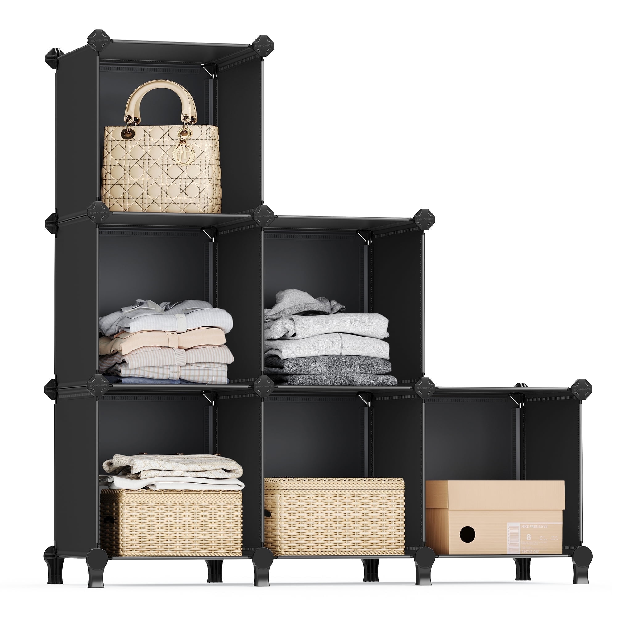 Black 6-Cube Modular Storage Organizer for Books