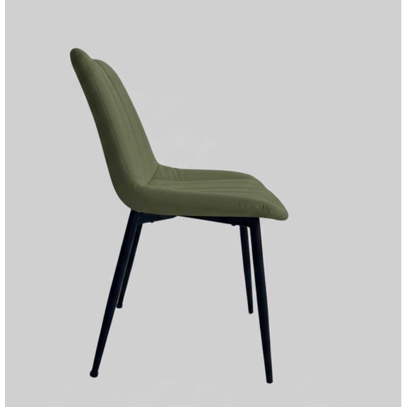 SONGMICS Dining Chairs Set of 2, Upholstered Kitchen Chairs, Synthetic Leather, Max. Load 264 lb, Steel Legs, Curved Backrest, Forest Green
