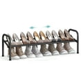 thumbnail image 1 of SONGMICS Expandable 1-Tier Shoe Rack Shelf - Adjustable Shoe Organizer for 10 Pairs of Shoes - Metal Free Standing Shoe Rack for Closet, Entryway - Easy Assembly, Ink Black, 1 of 7