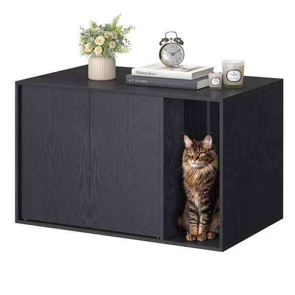 SONGMICS HOME Cat Litter Box Enclosure, Tool-Free Assembly, Black