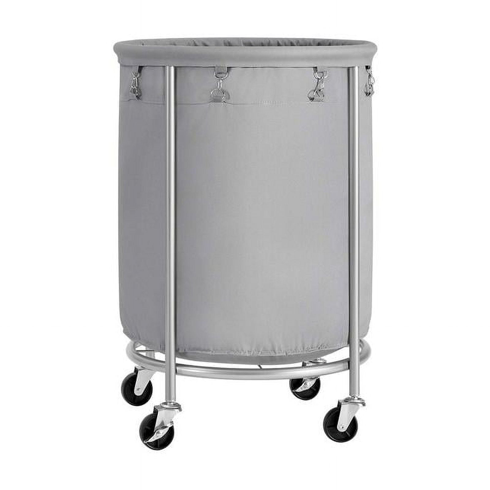 SONGMICS HOME Laundry Basket with Wheels, Rolling Laundry Hamper, Round Laundry Cart with Steel Frame and Removable Bag ,Organiser