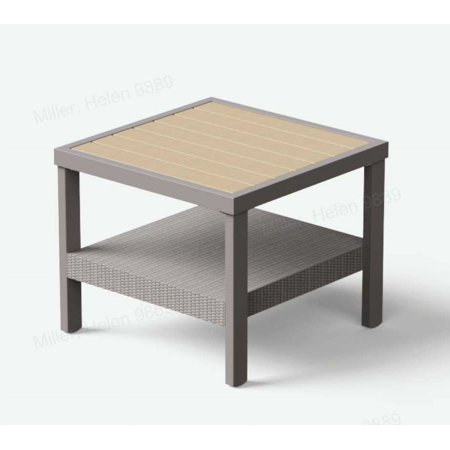 SONGMICS HOME Sencillo Collection - Small Coffee Table, Patio Side Table, Square, with Storage, Modern and Transitional Style, Gray and Beige
