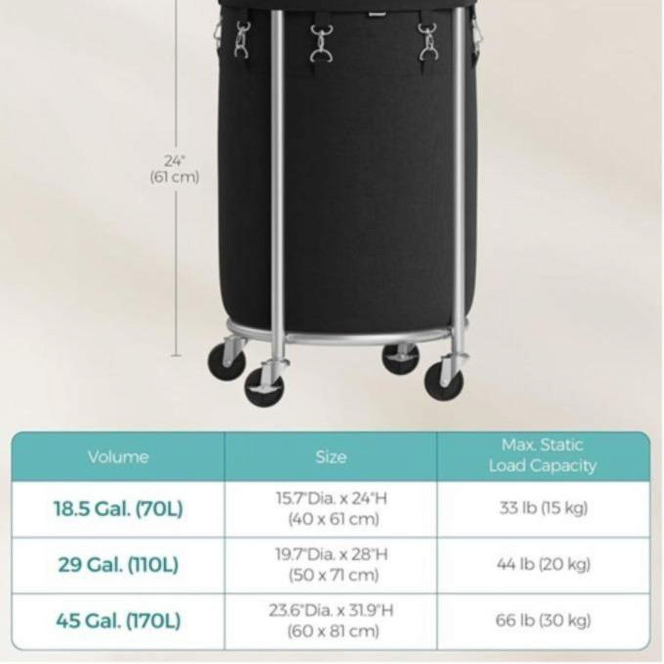 SONGMICS HOMEFryer with Basket, Rolling Laundry Hamper, Round Laundry