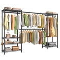 thumbnail image 1 of SONGMICS Heavy-Duty Clothes Rack, Extendable Garment Rack, Portable Closet with Adjustable Mesh Shelves and Hanging Rails, Hooks, Ink Black, 1 of 5