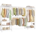 thumbnail image 1 of SONGMICS Heavy-Duty Clothes Rack, Extendable Garment Rack, Portable Closet with Adjustable Mesh Shelves and Hanging Rails, Hooks, White, 1 of 5