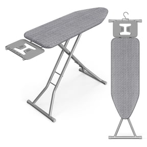 SONGMICS Ironing Board, Retractable Iron Rest, Foldable Iron Board, 43 x 13 Inches, Height Adjustable, Padded with Cover, Hook, Dove Gray