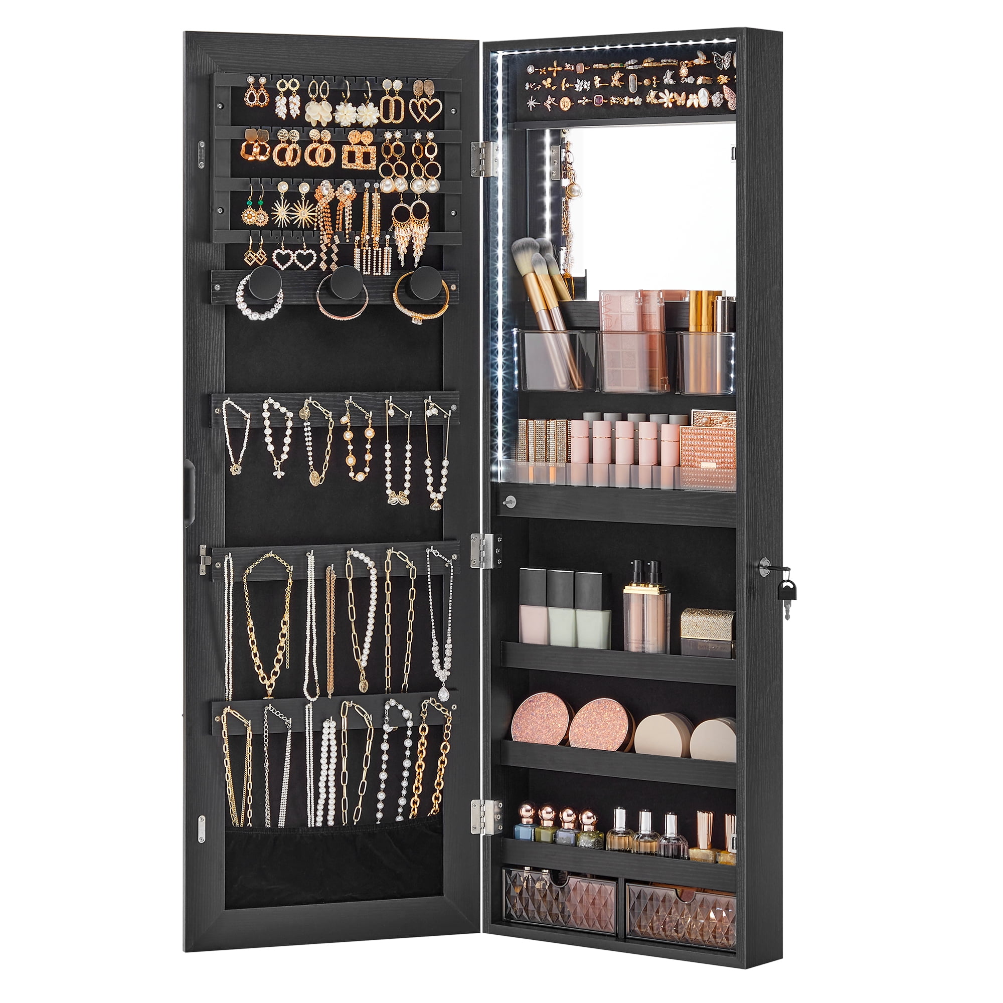 SONGMICS Jewelry Armoire Organizer with LED Lights