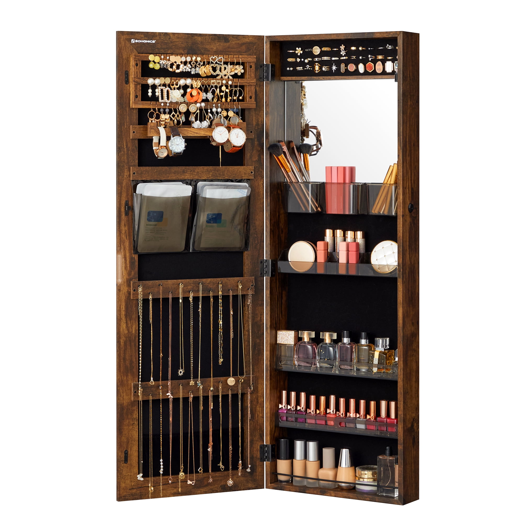 SONGMICS Jewelry Armoire Wall/Door Mount Storage Organizer Full