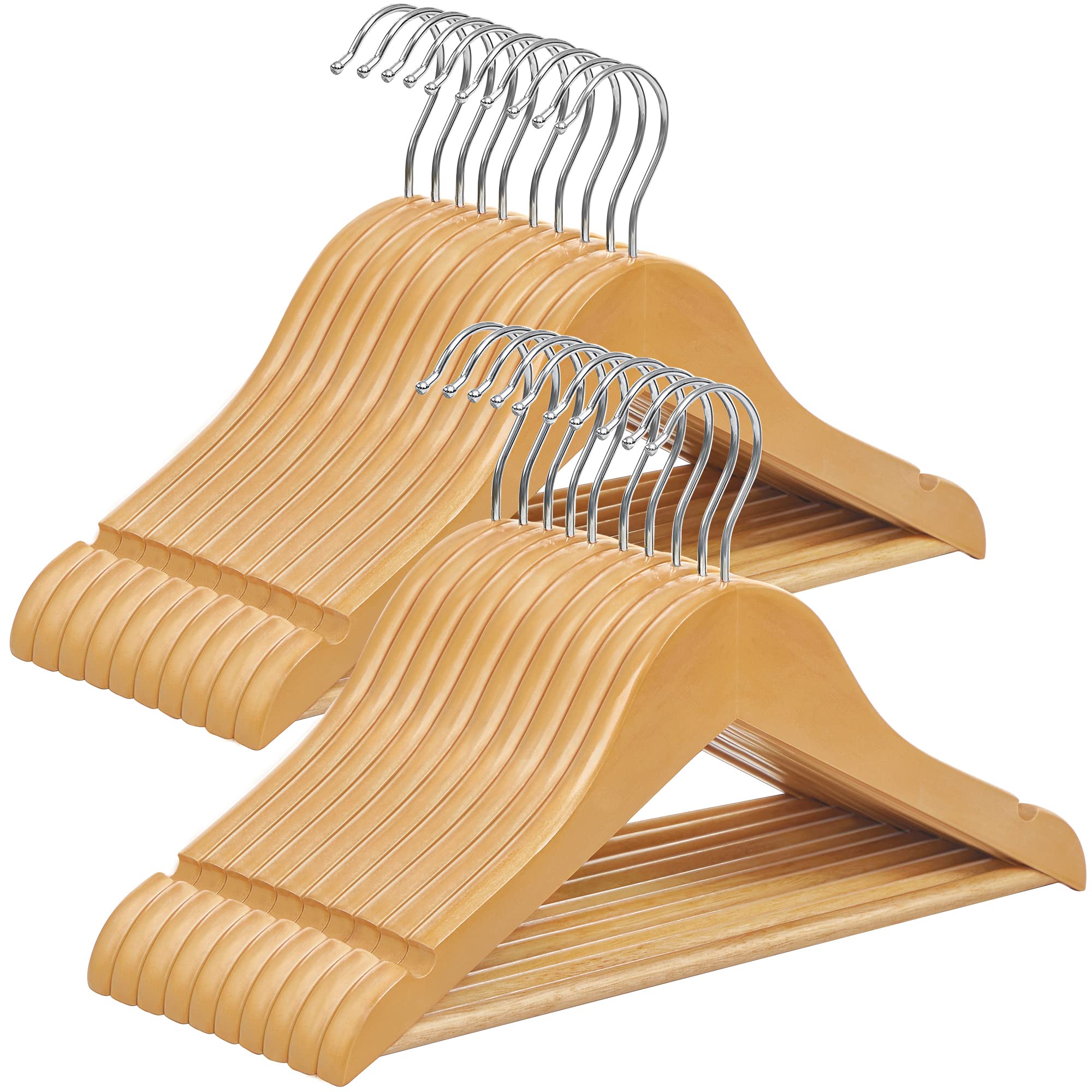 SONGMICS Kids Wooden Hangers EC36 20 Pack, Solid Wood Baby Hangers